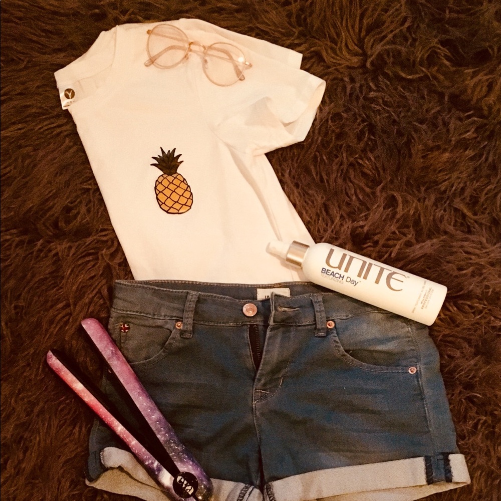 Girls Pineapple Tee & Hudson Jean Shorts